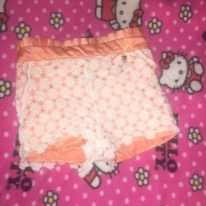 Peach floral print shorts